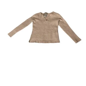 Wicked Wool girls size large sweater beige henley 100% extra fine merino wool - Picture 1 of 7