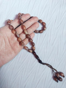 Prayer Islam Rosary Brown Stone Plastic Bushi Beads 33 Misbah سبحة Tasbeh - Photo 1 sur 3
