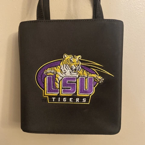 LSU Tigers Black Color Sheen Purse Bag GOLD LSU Cover
