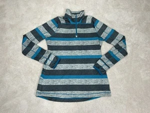 Lands End Shirt Womens Small 6 8 Blue Base Layer 1/4 Zip Stretch Pocket Ladies - Picture 1 of 12