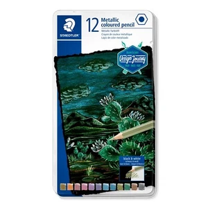Staedtler 146M Metallic Coloured Pencil Tin 12 - Picture 1 of 4