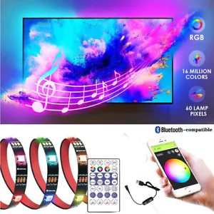 Bluetooth APP RGB IC USB WS2812B LED Strip Light music TV PC Backlight 5V tape - Picture 1 of 11