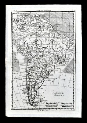 c 1780 Bonne Map - South America Brazil Argentina Chile Peru Colombia Amazon Rio - Image 1 of 2