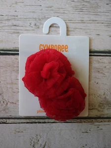 New on card Gymboree red tulle rosette barrette set hair clips holiday flower - Picture 1 of 2