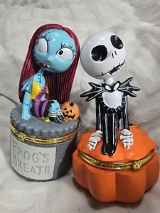 The Nightmare Before Christmas Jack Skellington & Sally Figurine Jewelry Box New - Picture 1 of 14