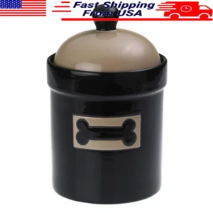 Pets Stoneware Treat Jar Dog Airtight Household Decor Organizer Dogs Cookie New - Picture 1 of 6