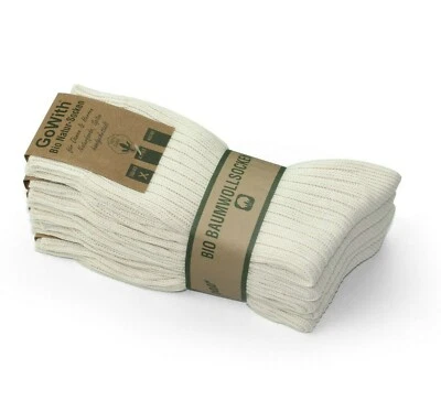 Natural Cotton Socks men & women, 4 pairs, pure undyed seamless organic soft top - Image 1 of 4