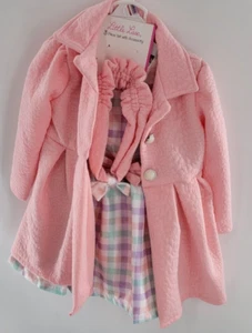 Little Lass Coat w/ Sleeveless Dress Size 24M - 2 Piece Set w/Headband accessory - Picture 1 of 7