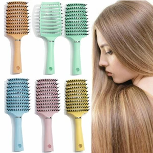 Hairdressing Hair Brush Scalp Massage Styling Boar Bristle Air Comb Detangling ♢ - Picture 1 of 15