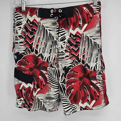 Mossimo Supply Co Boys Swim Trunks Red Black White Size L (12/14) - Imagem 1 de 4
