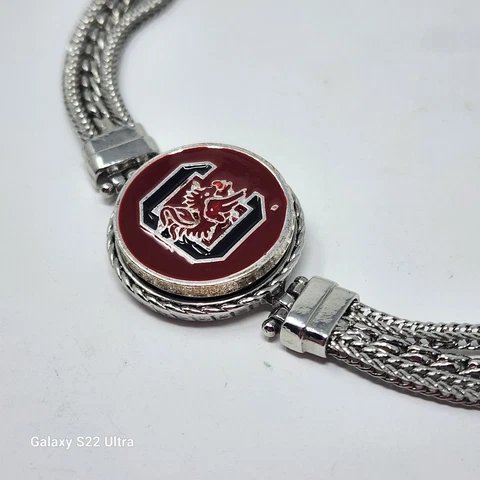 Women's Bracelet  USC Gamecocks fan silver red black enamel  jewelry football Cover