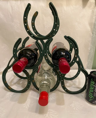 Vintage Horseshoe Wine Rack Dark Forest Green (6) Bottle Capacity - Image 1 of 4