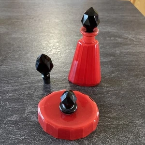 Antik Rot Schwarz Tango Glas Tschechisch Loetz Parfüm Duft Flakon Art Deco Teil Posten - Bild 1 von 24