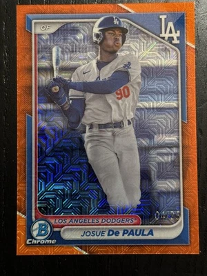 2024 Bowman Chrome #BCP-12 Josue De Paula /25 Orange Refractor Card TCCCX - Image 1 of 2