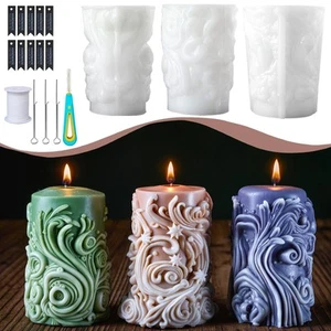 Irregular Wave Pillar Candle Molds Set for DIY Candle Making Silicone Mould w... - Picture 1 of 8