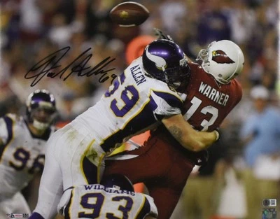 Foto de saco autografiada por Jared Allen de los vikingos 16x20 - Beckett con holograma Foto 1 de 2
