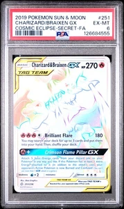 PSA 6 Charizard Braixen Gx #251 2019 Pokemon Sun & Moon Cosmic Eclipse 126684555 - Picture 1 of 2