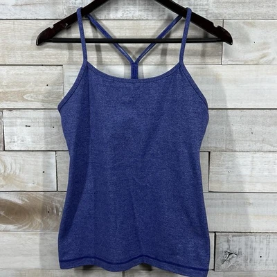 Sujetador sin mangas Lululemon Powe Y para mujer 8 púrpura jaspeado con estante grabado yoga correr Foto 1 de 4