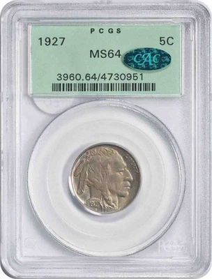 1927 Buffalo Nickel MS64 PCGS OGH (CAC) - Image 1 of 2