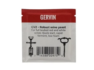Gervin GV2 Robust Wine Yeast 5g Sachet Full Bodied Red and White Wines Homebrew - Picture 1 of 2