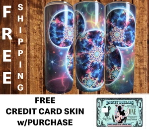 Taza de viaje vaso Galaxy Ears Mickey Mouse 20 oz recubrimiento de tarjeta de crédito gratis Disney EE. UU. - Imagen 1 de 4