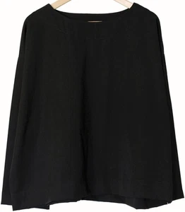 CAMISA RESORT de lana italiana Bryn Walker túnica cuadrada de gran tamaño talla M puede ajustarse a L NEGRA - Imagen 1 de 5