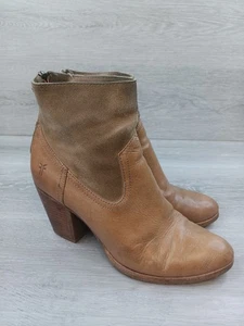 Frye Tessa Women's Boots Size 8.5 Suede Brown Heel Vintage Casual Leather Shoes - Picture 1 of 12