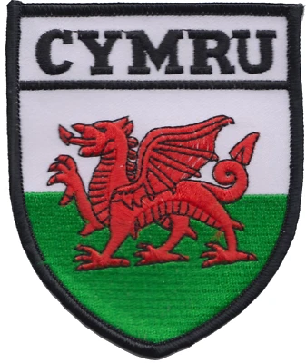 Wales Cymru Dragon Large Shield Embroidered Patch  - Image 1 of 3