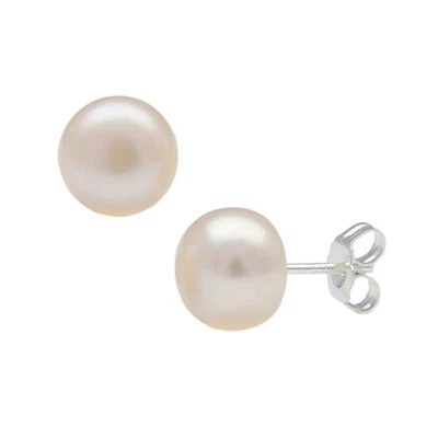 8,5 -9, 0 MM Perle Spina Orecchini 925 Argento Coltivate di Acqua Dolce Rosato - Immagine 1 di 4