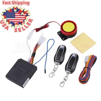 12V Universal Motorcycle Alarm System Anti-theft Security Remote Control Start - Image 1 of 4