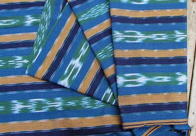 Guatemalan Ikat Fabric -Teal Ikat  - hand woven - hand dyed - ikat - Image 1 of 3