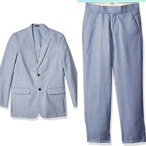 Calvin Klein Classic Fit Blue Sharkskin 2pc Suit sz 18 EUC EASTER