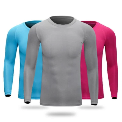 Men Compression Thermal Base Layer Tights T-Shirt Top Long Pants Gym Activewear - Image 1 of 4