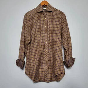 Neiman Marcus Men's Size Large Multicolor Micro Check Button Up Shirt  Cotton  - Picture 1 of 14