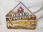 Pete's Wicked Summer Brew Logo Tin Advertising Baseball Home Base Sign 1997