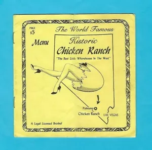 VINTAGE World Famous CHICKEN RANCH Best little Whore House Menu Pahrump Nevada - Picture 1 of 2