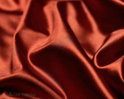 Rust 4 Way Stretch Silky Satin Fabric By Yard Thick Satin - Image 1 of 4