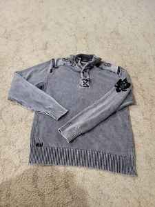 Mens BKE Buckle Black Label Sweater Black Burnout Size L Slim Fit No. 48  - Picture 1 of 8