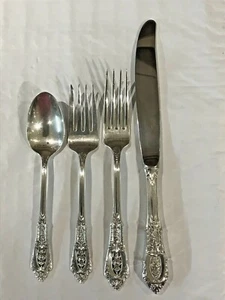 Rose Point By Wallace Sterling Silver 4-pc Dinner Setting 132.5GR - Picture 1 of 4