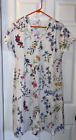 Floral Print V Neck Dress, Casual Short Sleeve Dress White With Flowers