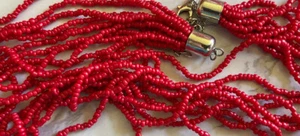 Vintage Crafting Red Seed Beads Parts Repair Harvest CHM-57 - Picture 1 of 3