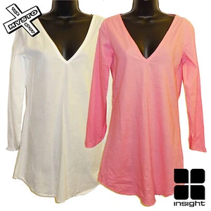 "INSIGHT ""KARMA KAFTAN"" VESTIDO DE PLAYA CAMISA LARGA BLANCO ROSA REINO UNIDO 8 10 B NUEVO CON ETIQUETAS PRECIO DE VENTA SUGERIDO POR EL FABRICANTE £43 - Imagen 1 de 5