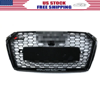 For 2017-2018 Audi A4/S4 B9 RS4 Style Honeycomb Mesh Hex Grille Black W/ Quattro - Image 1 of 4