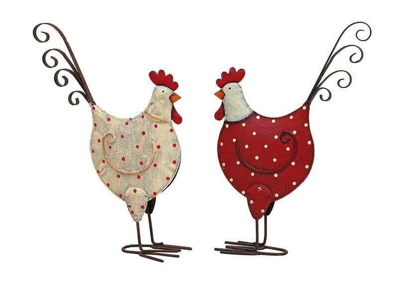 Deko Huhn mit Punkten aus Metall, in 2 verschiedenen Farben, B15 x H25 cm - Bild 1 von 1