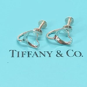 Tiffany & Co. Open Heart Screw spring type Earrings Elsa Peretti 925 silver - Picture 1 of 12