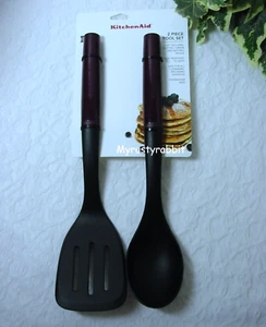 Kitchenaid Slotted Turner and Basting Spoon Set of 2 Plum Boysenberry Beet HBRA - Picture 1 of 4