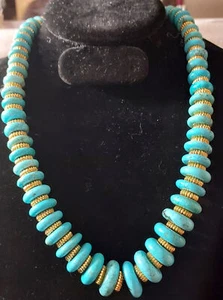 VTG Necklace Norton Museum Store Palm Beach -Magnetic Closure- Turquoise Colored - Picture 1 of 5
