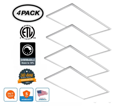 2x4 LED Flat Panel Light Fixture Drop Ceiling Office Lights 75Watt 0-10V,8400 LM - Image 1 of 4