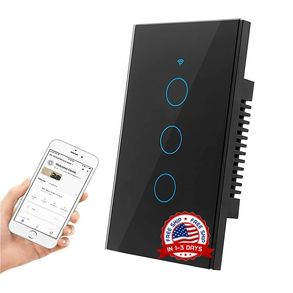 Interruptor de luz inteligente WiFi táctil con indicador LED para casa y familia - Imagen 1 de 1