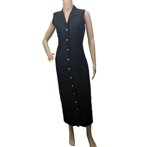 Vintage BP. Nordstrom Sheath Dress Women's Small – Black Linen Midi, Sleeveless - Picture 1 of 16